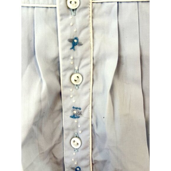 NEW Petit Ami Blue Smocked Gown Preemie Airplanes Embroidered - Picture 2 of 6